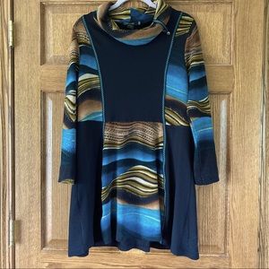 Radzoli Black & Multicolored Sweater-like Dress Large